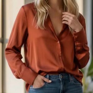 Abercrombie & Fitch Satin Burnt Orange Shirt